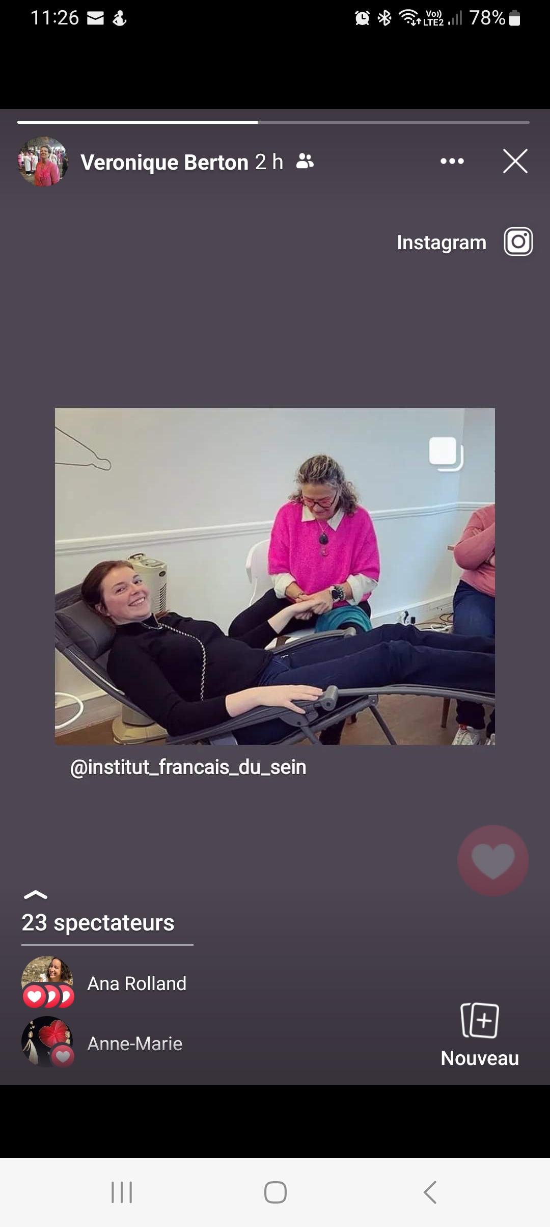 Publication Instagram de Véronique Réflexologie